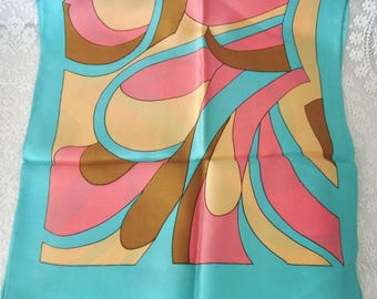 Vintage 1970's WPL 8673 Acetate Long Scarf 13" x 68" - Made in Italy - Geometric