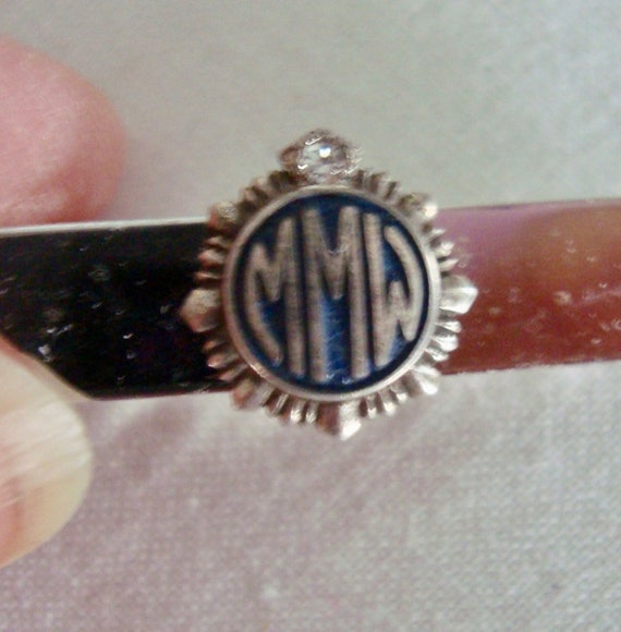 Vintage 1950's Sterling Silver Monogram MMW Tie C… - image 2