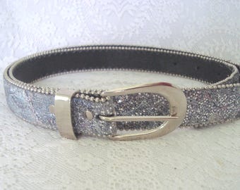 A.Brod Vintage 80\'s Silver Metallic Belt Silver Ladies Belt Metallic Leather Belt Width 3cm - Etsy main image 3
