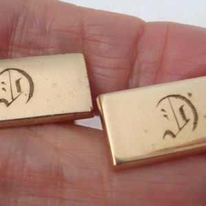 Gemelos unisex vintage ANSON con monograma "D" en tono dorado