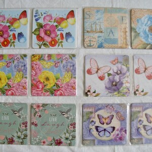 Lote de 12 posavasos de cartón grueso con mariposas y flores - NAT'L CHILDREN CANCER