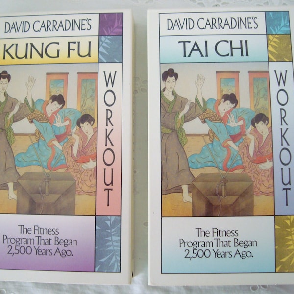 Lot of 2 DAVID CARRADINE'S Workout VHS Video Tapes - Kung Fu & Tai Chi