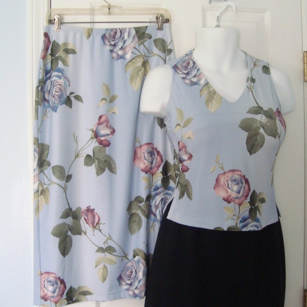 Vintage 2 Piece Women's XOXO Set - Midi Skirt Size L (Waist 28" - 36") - Top Size M - NEVER WORN