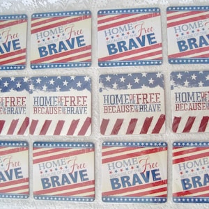 Lote de 12 posavasos patrióticos de cartón grueso VFW "Home of the Free" - NUEVO en paquete