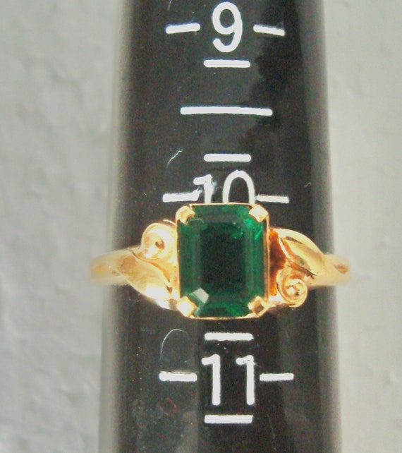 Vintage SETA Emerald Cut Emerald Green Gold Tone … - image 5
