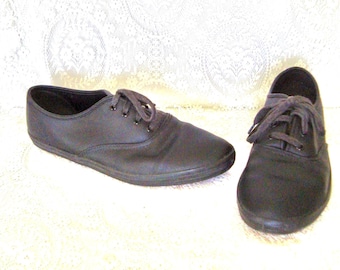 Vintage Women's NO EXCUSES Black, Leather Oxford Sneaker Tie Shoes Size 8 1/2