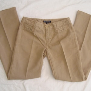 Vintage Women's BANANA REPUBLIC Tan, Cotton Linen Blend, Low Rise Pants Size 0 - Inseam 30" - Like New Condition