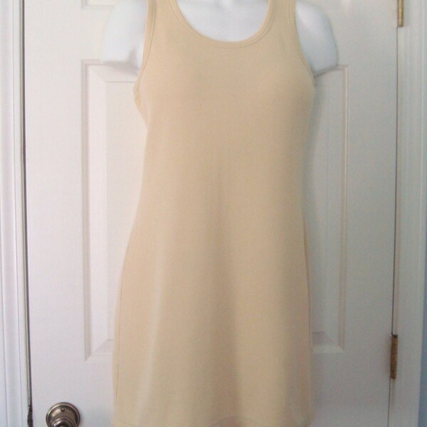 Vintage  Women''s NY&CO Light Gold, Sleeveless, Mesh Knit Tank Dress Size M - Looks Like Never Worn