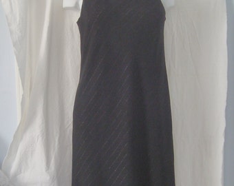 Vintage Women's NORTON McNAUGHTON Fully Lined, Sleeveless, Black w Silver Chiffon Dress Size 10 - Looks Like Never Worn