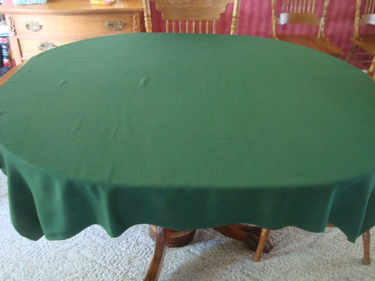 Vintage Dark Forest Green Tablecloth 53 x 49 Etsy