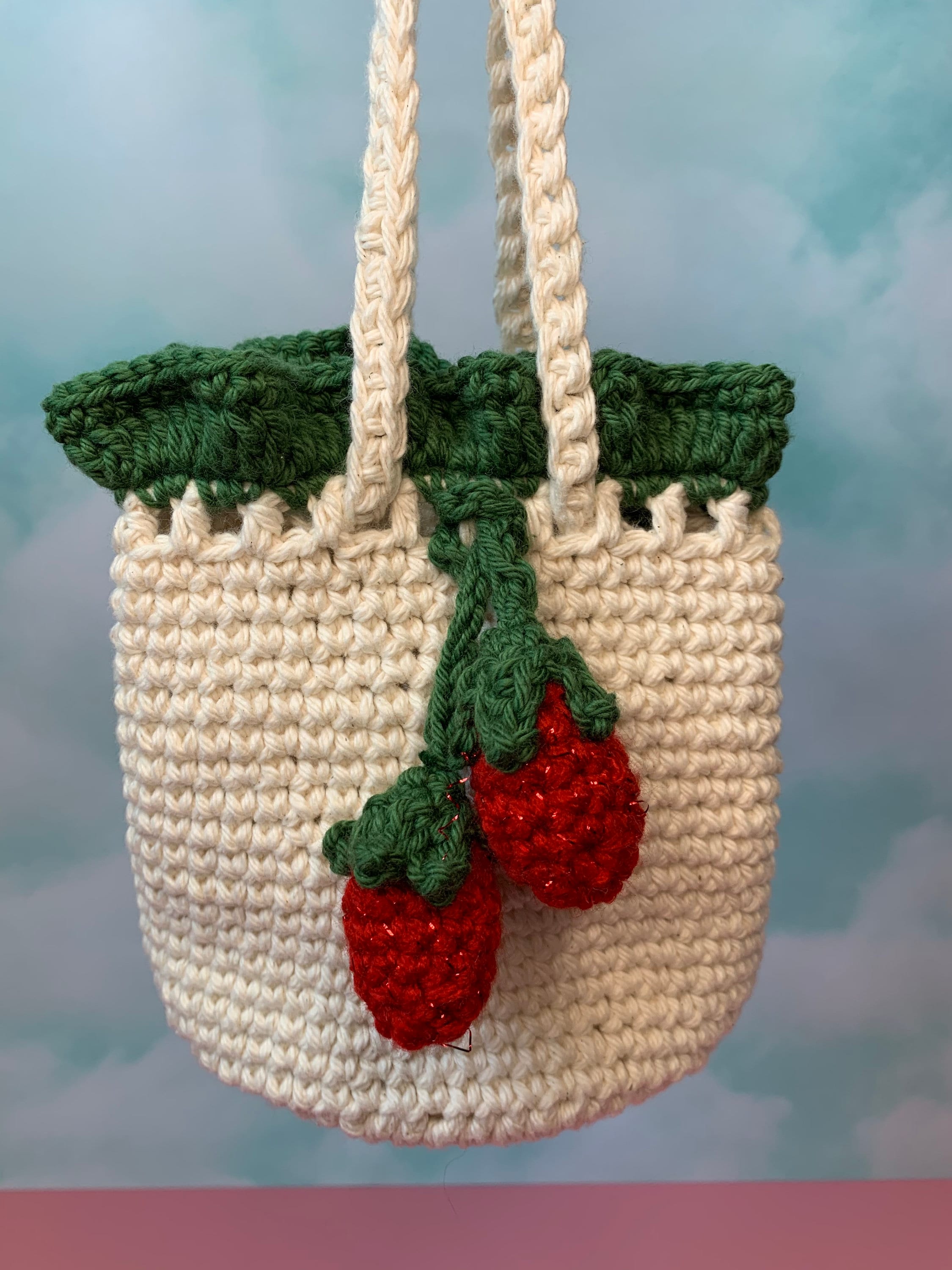 Strawberry sachet satchel Knit fruit bag Crochet berry clutch | Etsy