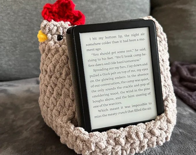 Crochet Chicken Tablet Pillow Stand: Handmade Book Reader Cover