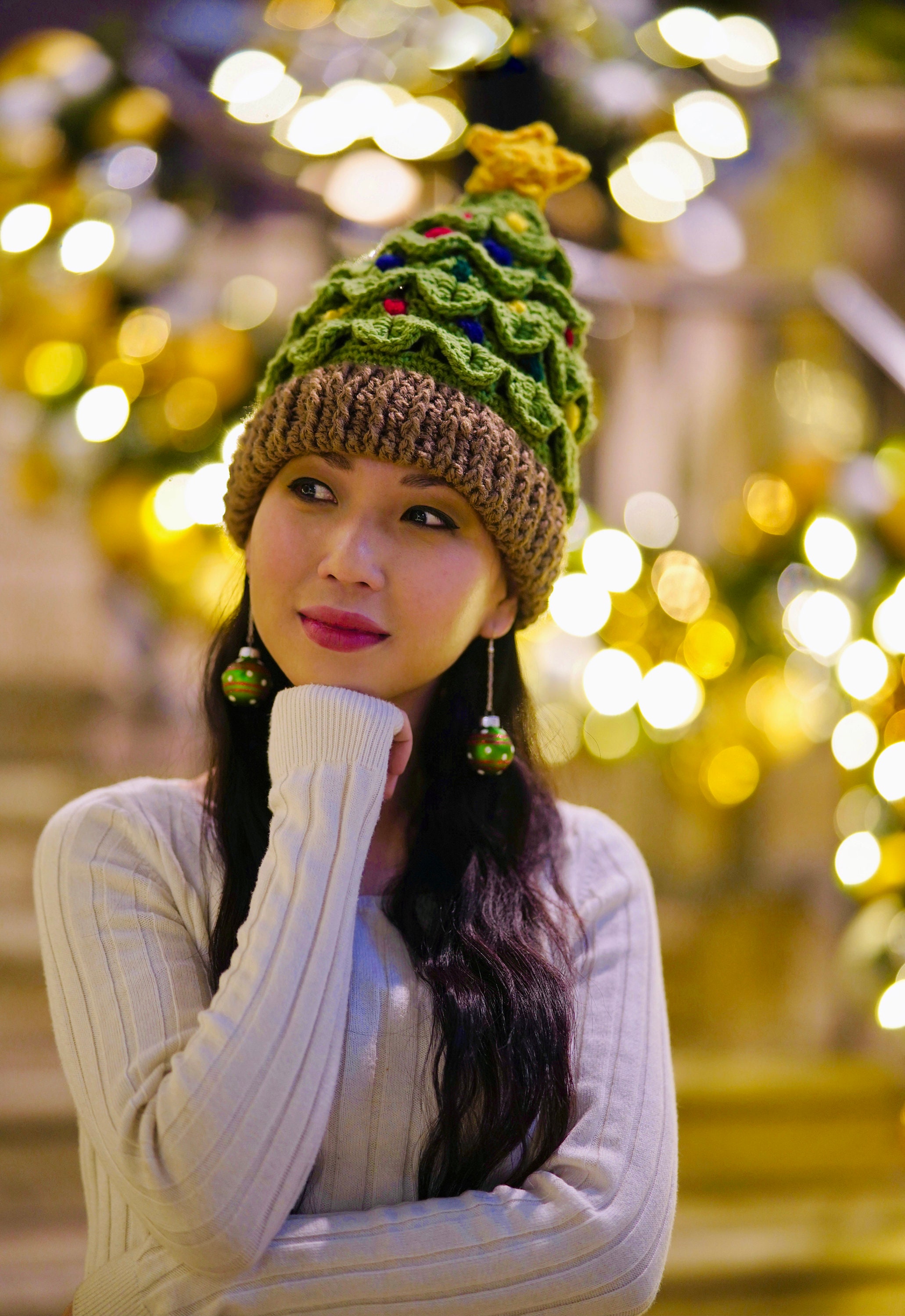 Christmas Tree Beanie With Tag Holiday 