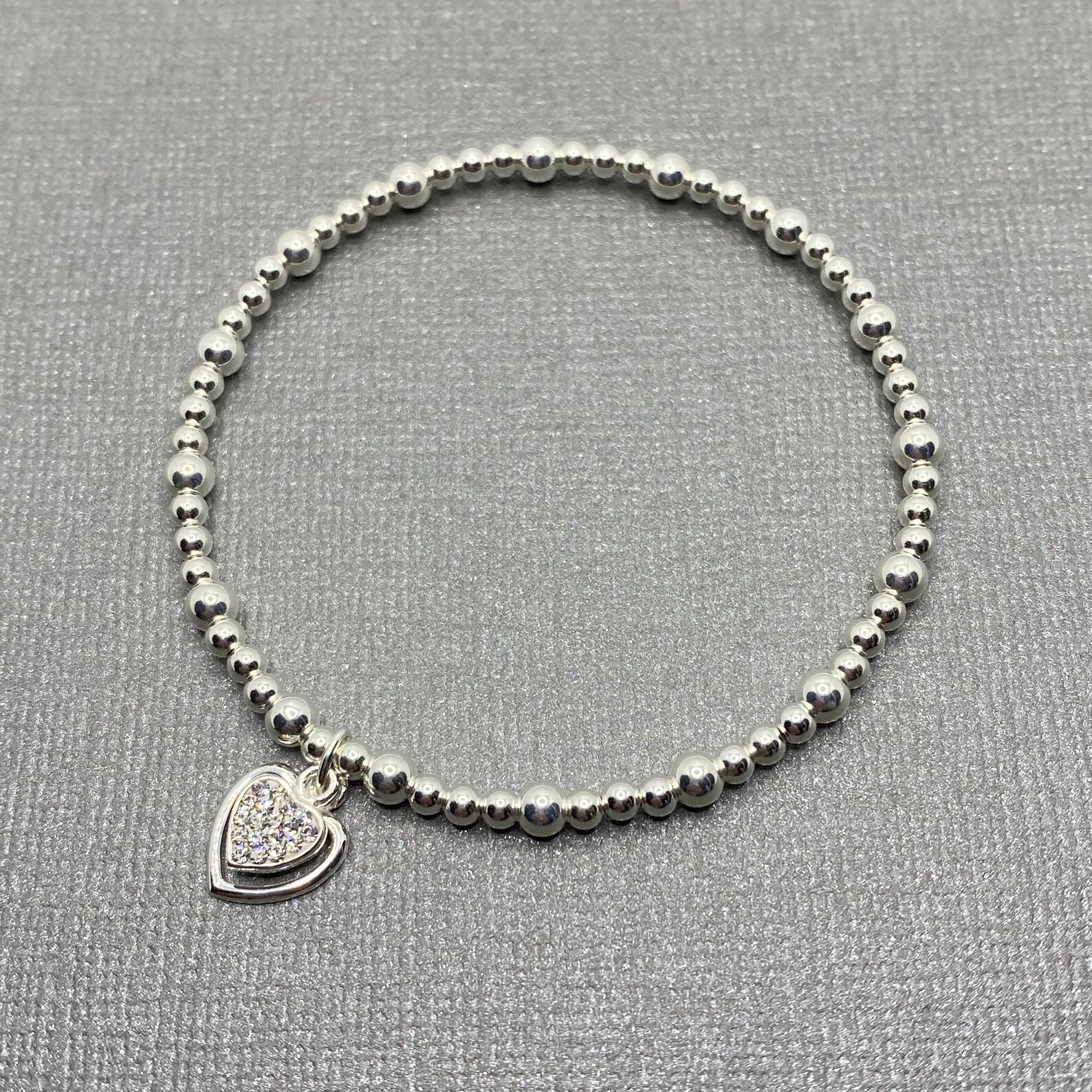 Sterling Silver Beaded Bracelet Silver Bracelet With Charms Etsy UK