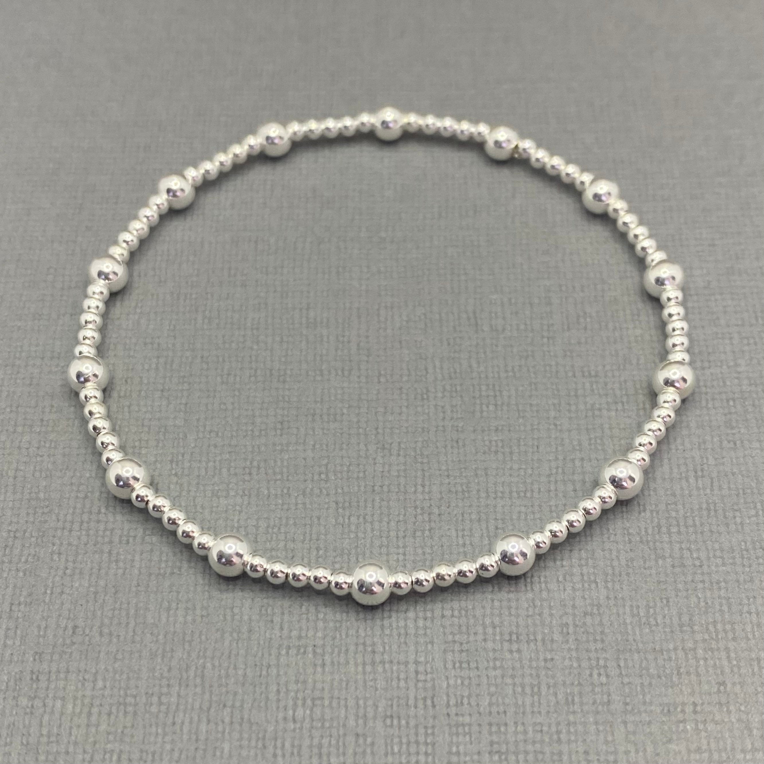 Sterling Silver Plain Beaded Stretch Bracelet Silver Sterling Silver Bracelet Sterling Silver Plain Beaded Stretch Bracelet Silver Sterling Silver Bracelet