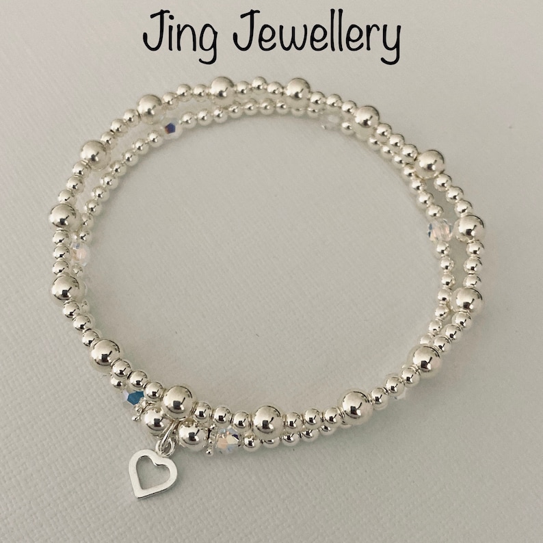 Sterling Silver Beaded Bracelet Set Stretch Beaded Stacking Etsy