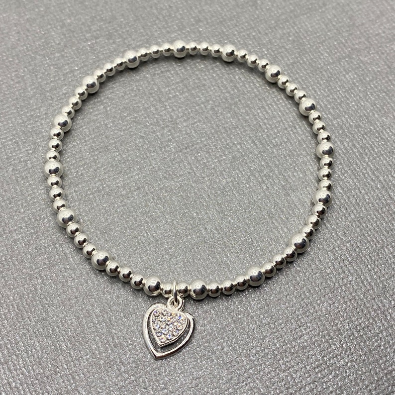 Sterling Silver Beaded Bracelet Silver Bracelet With Charms Etsy UK