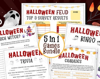 Halloween Party Games Bundle | Printable Activities for Family Gathering or Office Party | Digital Download