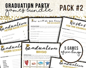 Graduation Party Games Printable Games Bundle Class of Etsy