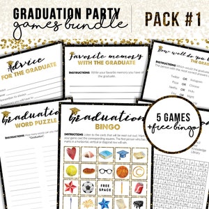 Printable Graduation games bundle | Class of 2023 Party Activities | High School Grad | College Graduate | Digital Download
