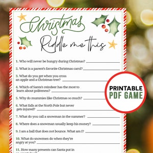 Funny Christmas Riddles Games for Kids & Adults Trivia - Etsy