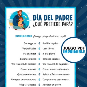 Fathers Day Would He Rather in Spanish | This or that Games for kids, teens & adults | Juegos del Dia del Padre en Español