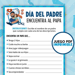Spanish Fathers Day Find the Guest Dad | Printable Games for adults | Juegos del Dia del Padre en español | Digital Download
