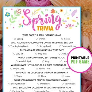 Spring Trivia Game | Printable Spring Activity for Adults, Teens & Kids ...
