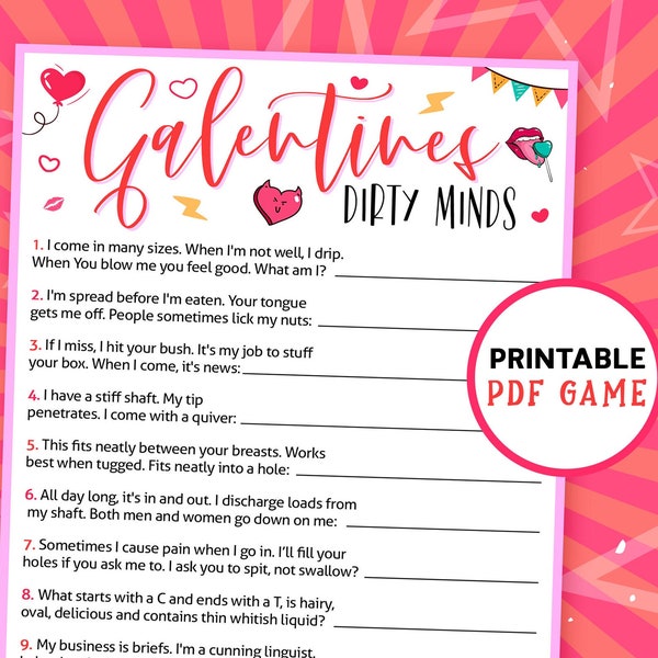 Galentines Dirty Minds | Valentines Day Party | Printable Games for Adults | Trivia Game