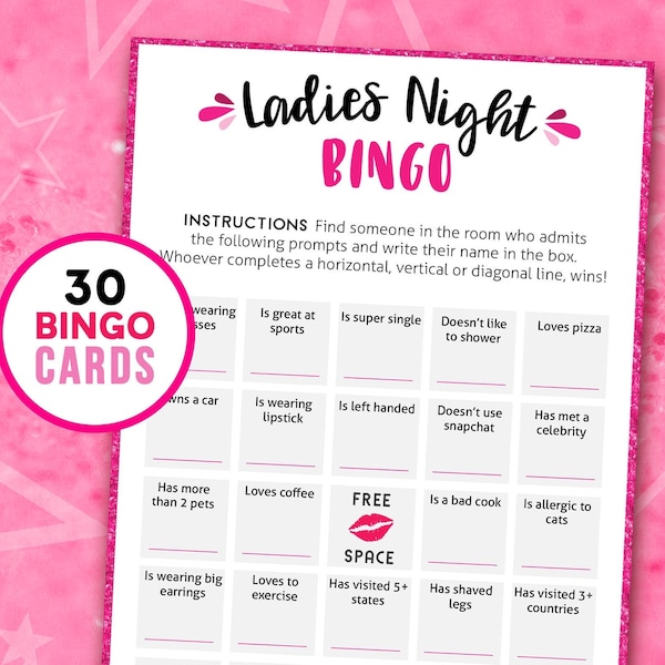 Ladies Night Bingo Game | Find the Girl Who | Scavenger Hunt | Bachelorette Game | Fun Hen Party Games | Bridal Shower Printable Games