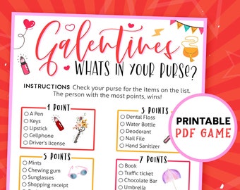 Galentines Day Whats in your purse | Valentines Party Games | Ladies Night Printable Games for Adults & Groups