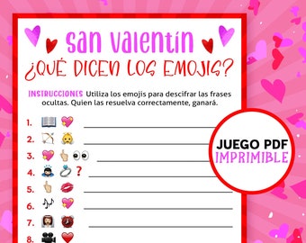 Valentines Day Emoji Pictionary in Spanish | Games for adults | Juegos de San Valentin en español para adultos | Digital Download