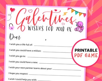 Galentines Wishes for your Ex | Valentines Day Party Games | Printable Activity | Ladies & Girls Night Holiday Games for Groups