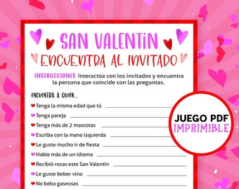 Spanish Valentines Day Find the Guest | Printable Games for adults | Juegos de San Valentin en español para adultos | Digital Download