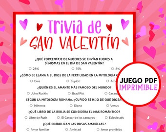 Valentines Trivia in Spanish | Games for adults | Juegos de San Valentin en español para adultos | Digital Download