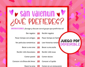 Valentines Day Would you rather in Spanish | This or that | Games for teens and adults | Juegos de San Valentin en español