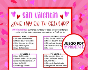 Spanish Valentines Day Whats on your phone | Games for adults | Juegos de San Valentin en español para adultos | Digital Download