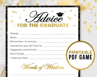 Advice card for graduation | Class of 2023 Printable Party Games | Advice and Wishes Card | High School or College Grad | Digital Download