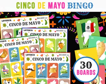 Cinco de Mayo Bingo | Mexican Loteria Cards | Includes 30 Cards | Printable Bingo Mexican Style | Lotería Mexicana