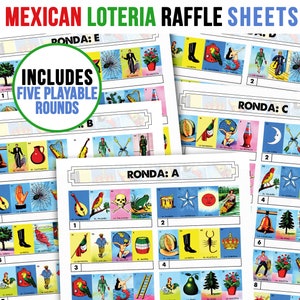 Rifa de Loteria Mexicana | Incluye 10 Cuartetos por ronda | Imprime en casa | Loteria Raffle Sheets