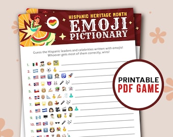 Hispanic Heritage Month Emoji Pictionary | Emoji Game Printable | Latin American & Hispanic Leaders  | American History Educational Games