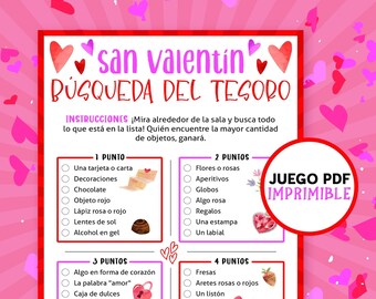 Spanish Valentines Day Scavenger Hunt | Games for Kids and adults | Juegos de San Valentin en español | Digital Download