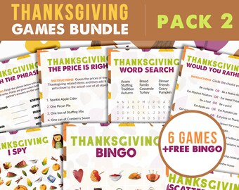 Thanksgiving Games Printable Games for Kids and for Adults | Etsy