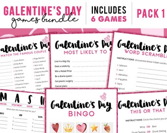 Galentines Day Party Bundle | 6 Printable Games | For Adults | Print at home