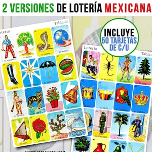 50 Mexican Loteria Game Cards | 2 different versions (100 Total) | Loteria Mexicana | Hispanic Heritage Month Activity | Latino Heritage