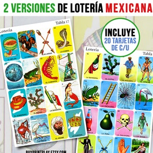 20 Mexican Loteria Cards | Two different versions (40 Total) | Tarjetas de Loteria Mexicana | Hispanic & Latino Heritage Month Activity