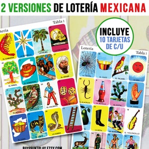 10 cartes Loteria mexicaines | 2 versions différentes (20 au total) | Loteria Mexicana Imprimible | Activité du Mois du patrimoine hispanique