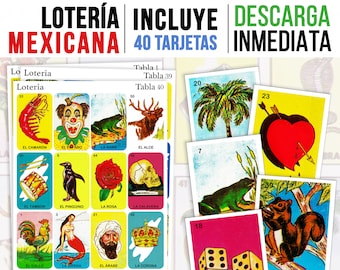 40 Mexican Loteria Cards | Loteria Mexicana Imprimible | Hispanic Heritage Month Activity | Digital Download