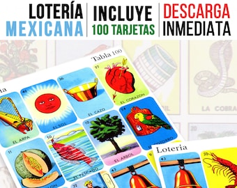 100 Mexican Loteria Cards | Loteria Game | Tarjetas de loteria mexicana | Hispanic & Latino Heritage Month Activity | Digital Download