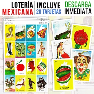 20 cartes Loteria mexicaines pour une soirée en famille | Loteria Mexicana Imprimable | Activité du Mois du patrimoine hispanique
